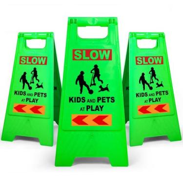 Imagem de Kids Playing Sign XPCARE, 61 cm, verde, pacote com 3, refletivo