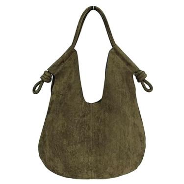 Imagem de Bolsas Hobo de Camurça Grandes para Mulheres Elegante Bolsas de Ombro Bolsas Bolsas para Viagem Trabalho, Verde militar, Casual