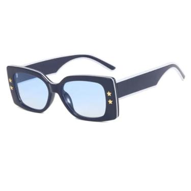 Imagem de HCPIHF Óculos de sol da moda vintage punk degradê feminino e masculino (azul-azul)