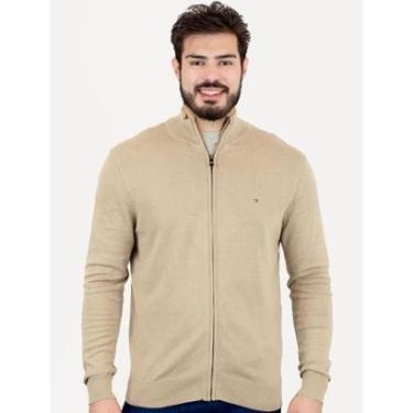 Imagem de Suéter Tommy Hilfiger Masculino Essential Cotton Zip Through Areia Mescla-Masculino