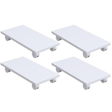 Imagem de Kit 04 Suportes Para Cpu Com Rodízios Cyber L03 Branco