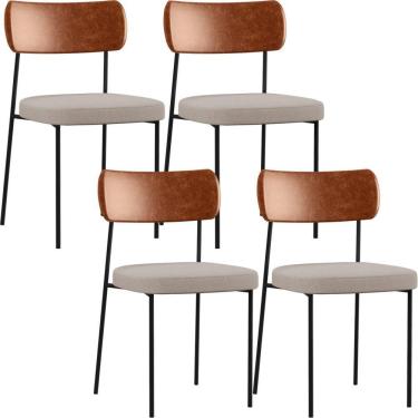 Imagem de Kit 04 Cadeiras Para Sala De Jantar Melina L02 Camel Bege