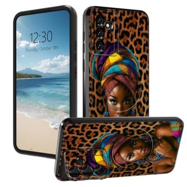 Imagem de AIRWEE Capa magnética robusta para Samsung Galaxy A15 5G, capa protetora de camada dupla à prova de choque com suporte para câmera oculta para Galaxy A15 5G 6,5 polegadas, leopardo africano feminino