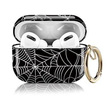 Imagem de Capa compatível com AirPod Pro 2ª/1ª geração 2023/2022/2019, capas fofas com chaveiro dourado para Air Pod Pro 2 e 1, para homens, mulheres e meninas (teia de aranha)