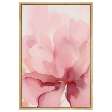 Imagem de Arte de parede floral abstrata rosa arte em tela pôster aquarela flor rosa imagens em tela rosa e branco pintura abstrata flor desabrochando arte decoração moderna sala de estar 40 x 61 cm sem moldura