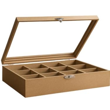 Imagem de Organizador de Joias, Caixa Tampa Vidro 12 Divisões Porta Joias Relógio Chá Gim Especiarias Organizadora Decoração