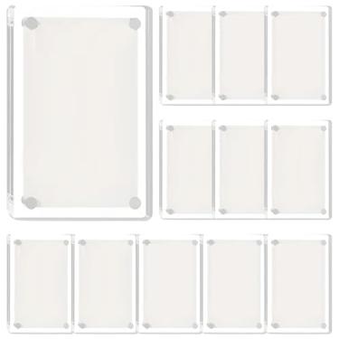 Imagem de Molduras transparentes de 3,5 x 6 cm, tela fácil de trocar, 12 peças de molduras de acrílico, fixação adesiva forte, moldura transparente dupla face, para decoração de escritório e casa