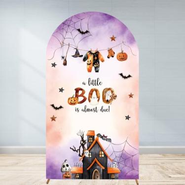 Imagem de Capa de fundo de arco de chá de bebê de Halloween, 2 m, A Little Boo is Almost Due Garoto, Menina, Gênero Neutro, Parede Neutro, Tecido Ajustado, Tecido Elástico Outono Revelar Fundo Arqueado de