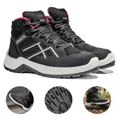 Imagem de Bota Botina de Segurança Feminina Cano Alto Ametista Preta Com CA Bracol