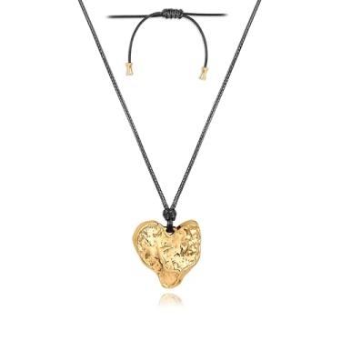 Imagem de Colar gargantilha de couro preto premium com nó duplo ajustável natural caubói para mulheres e homens, Banhado a ouro, Sem Pedra Preciosa