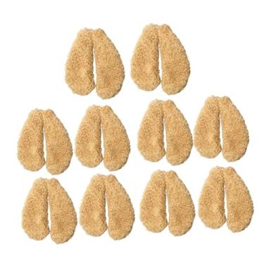 Imagem de simhoa Conjunto de 10 pares de orelhas de de pelúcia para fantasias e artesanato, dupla face, orelhas peludas de animais para acessórios de cabelo e, Cáqui