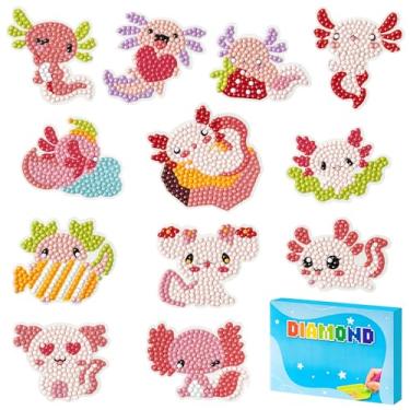 Imagem de FFyhiinski Axolotl Diamond Art Kits - 12Pcs Christmas New Year Gift Axolotl 5D DIY Creative Art Craft Mosaic Sticker for Kids & Adult Beginners Digital Diamond Parent Child Activity Kits