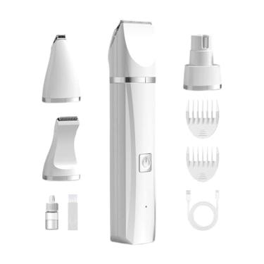 Imagem de Aparador de patas para cães,Aparador de patas de cachorro,Aparador elétrico de pêlos de pata de gato sem fio de baixo ruído | Máquina de barbear recarregável 4 em 1 à prova d'água para animais de esti