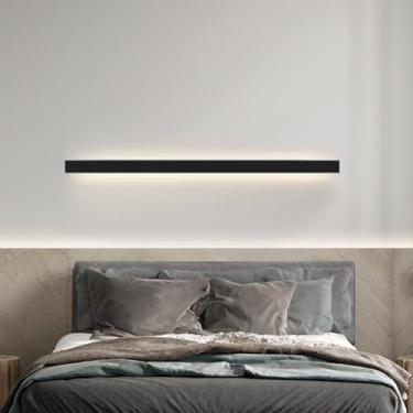 Imagem de Lâmpadas de Parede LED Interior Moderno Minimalista Design Longo Arandela de Alumínio Lâmpada de Corredor Iluminação de Parede Quarto Sala de Estar Escadaria Restaurante (Luz Neutra Preta, 200 cm)