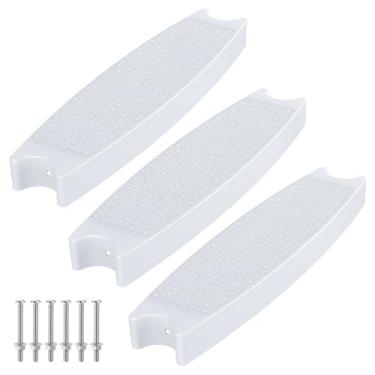 Imagem de Escadas universais de 45,7 cm (pacote com 3) – degraus de substituição de plástico moldado resistente com parafusos de aço inoxidável para piscinas no solo/acima do solo – Inclui 6 parafusos e 3 tiras