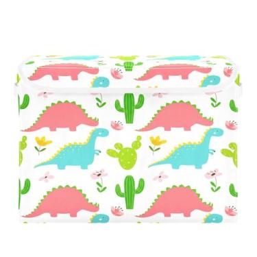 Imagem de SEHANY Cestas de armazenamento engraçadas de dinossauro com tampas, organizador de caixa de armazenamento dobrável, caixas de armazenamento de armário de tecido para roupas cobertor de escritório