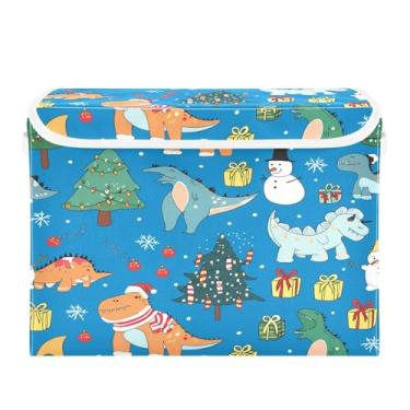 Imagem de SEHANY Cestas de armazenamento engraçadas de dinossauro com tampas, organizador de caixa de armazenamento dobrável, caixas de armazenamento de armário de tecido para roupas cobertor de escritório