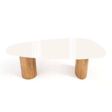 Imagem de Mesa De Jantar Orgânica Breeze 2,70 X 1,20m 10 Lugares Lâmina Natural De Madeira Off White Vidro