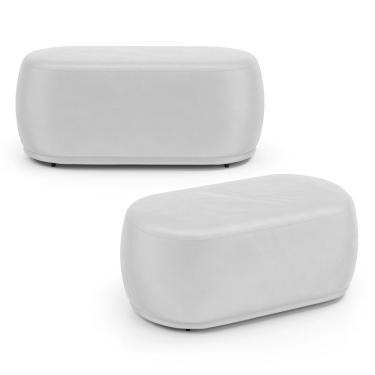 Imagem de Kit 02 Puffs Decorativos Orgânicos Molly 02 Lugares Couríssimo Branco - Desk Design Cor Branco