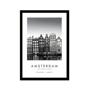 Imagem de Pôster de cidade preto e branco - impressão de viagem Roma Las Vegas Veneza Paris Sydney Amsterdam Amalfi Sanfrancisco Pintura em tela impressões de paisagem da cidade do mundo imagens de parede