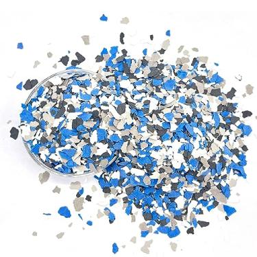 Imagem de Huixiang Chips coloridos decorativos de 1200 g/1,2 kg para pisos de garagem de epóxi - Kit de pintura de piso, flocos de chão de garagem, lascas de tinta para piso de epóxi (1,2 kg, azul, 1)