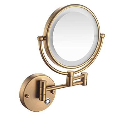 Imagem de YYBOES Espelho de banheiro doméstico, espelho de maquiagem montado na parede, espelho de expansão, banheiro, barbear, espelho cosmético, interruptor de toque, espelho de parede