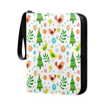 Imagem de Wassud Fichário de cartão colecionável com 4 bolsos Pine Tree Doodle comporta 400 cartões padrão à prova d'água TCG CCG MTG álbum presentes para colecionadores, meninos e meninas