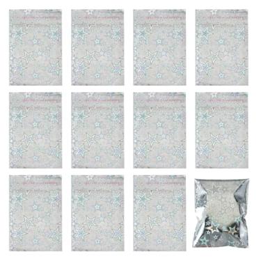 Imagem de 100 peças de sacos de celofane OPP resseláveis, sacos autoadesivos estrelas, pequenos sacos de armazenamento de joias para brincos, doces, confeitaria, vela, sabonete, biscoito, 8,8 ~ 11,2 x 7 x 0,01