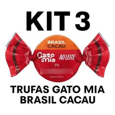 Imagem de Kit 3 Trufas Chocolate Ao Leite Gato Mia Brasil Cacau