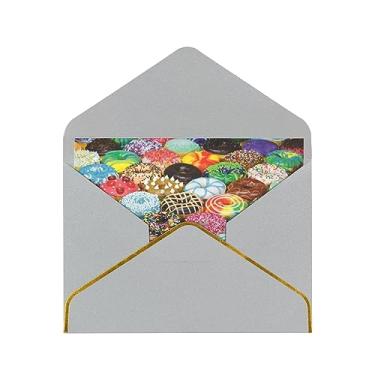 Imagem de SKKNT Cartões comemorativos com estampa de donuts para todas as ocasiões, convites de festa de aniversário de casamento, 12,7 x 15,2 cm