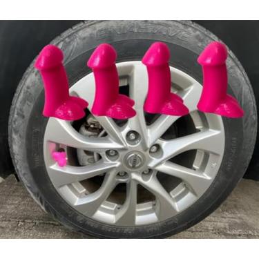 Imagem de 4 peças de tampas de haste de válvula de pneu de brincadeira capas herméticas engraçadas à prova de poeira capa de haste de válvula antiferrugem, acessórios externos de pneu de roda de carro para