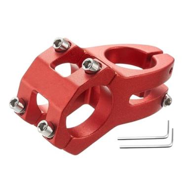 Imagem de Mesa de guidão ultraleve de liga de alumínio para bicicletas de estrada e MTB, 31,8 mm, usinada em CNC, para peças de ciclismo. Mesa curta com elevação em liga de alumínio.(Red)