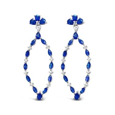 Imagem de Tenda para letreiro de diamante de safira em forma de ouro branco 14k peso 1,97 CT, dourado, Safira Diamante