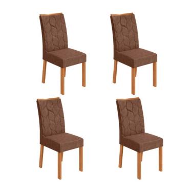 Imagem de Conjunto com 4 Cadeiras Rayla Revestimento Sintético Avelã e Amêndoa