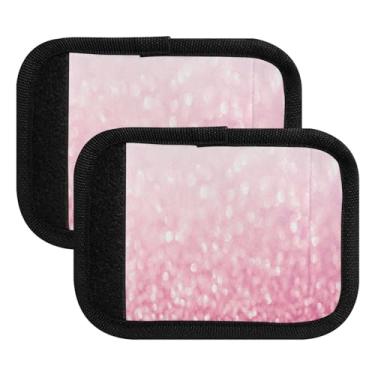 Imagem de Marcadores de bagagem com glitter branco rosa e alça de saco para bagagem de viagem no aeroporto, mala de viagem, mala, carrinho, pacote com 2