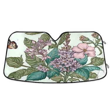 Imagem de Tubo de agulha vintage planta flor janela de carro persianas para-brisas dianteiro, pára-brisa, proteção UV do carro, para para-brisa de carro