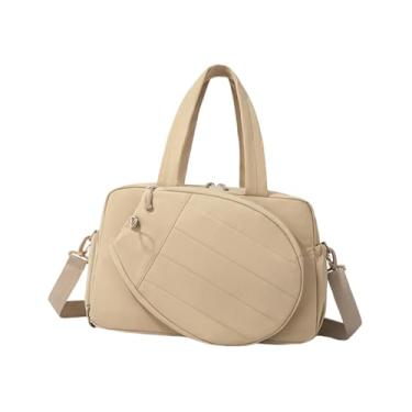 Imagem de Baoblaze Bolsa impermeável para raquete de tênis feminina, organizadora para academia, viagens, pernoites e fins de semana. Bolsa esportiva leve, estilo, Cáqui