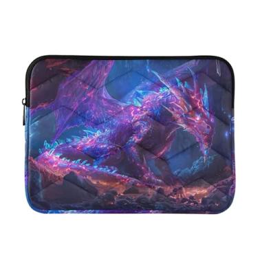 Imagem de Capa de laptop fina e leve com dragão de cristal roxo, capa de transporte durável para tablet de viagem para trabalho, bolsa de computador para homens, de 13 a 14 polegadas
