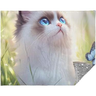 Imagem de TSENQUE Cobertor de Natal fofo gatinho Ragdoll para quarto com mantas mais macias para sofá 177,8 cm x 139,7 cm Personal Big Comfy Couch
