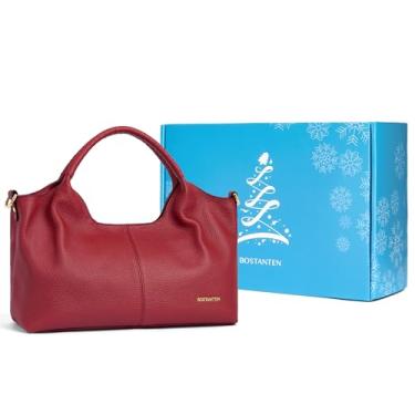 Imagem de BOSTANTEN Bolsas de couro genuíno para mulheres, bolsas de ombro transversais, bolsa de ombro com alça ajustável, Vermelho Haven