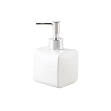 Imagem de hezhuhe2258 Dispensador de sabão de cerâmica desinfetante para as mãos dispensador de xampu fosco gel de banho frasco dispensador de sabão (branco)