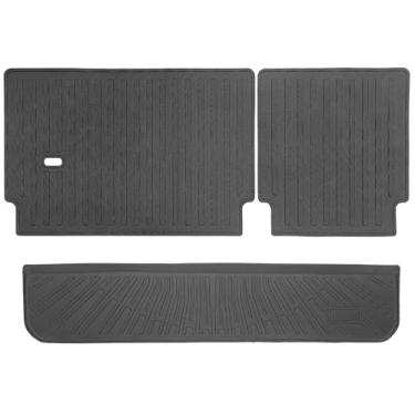 Imagem de Yakitoko Tapete de forro de porta-malas de carro 3D TPE para Toyota Sequoia 2023-2025 com tapete de encosto, ajuste personalizado, proteção de piso à prova d'água para todos os climas, resistente e