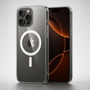Imagem de Capa Transparente para iPhone 15 Pro Max compatível com MagSafe, Proteção Extrema contra Impactos, Air Guard Reforçados