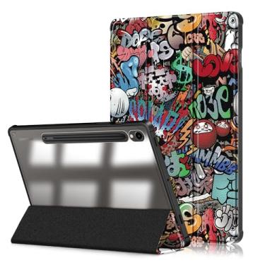 Imagem de Xuanbeier Capa para Samsung Galaxy Tab S9 27.9 cm 2023, capa fina com proteção contra quedas tripla com parte traseira rígida transparente e suporte para caneta S com suporte inteligente com