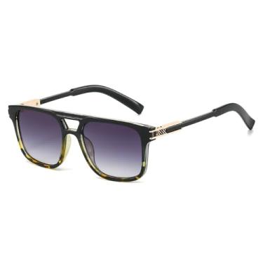 Imagem de Óculos de Sol UV400 - Ponte Dupla Degradê Estampa Leopardo para Homens e Mulheres, Esportes ao Ar Livre, Corrida, Ciclismo, Cinza Leopardo