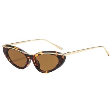 Imagem de Óculos de Sol UV400 - Armação Pequena Olho de Gato Degradê Punk para Homens e Mulheres, Esportes ao Ar Livre, Corrida, Ciclismo, Estampa de Leopardo