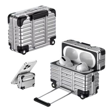 Imagem de Capa Protetora Compatível com AirPods Pro 3, Formato Mala de Viagem, Cinza