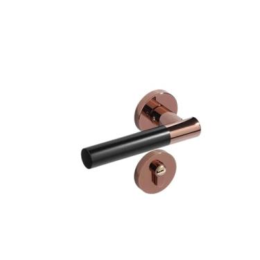 Imagem de VTGVVVTR Fechadura magnética para porta interna maçaneta de quarto banheiro bronze porta de madeira fechadura dividida silenciosa (D31 S945 ouro rosa preto)