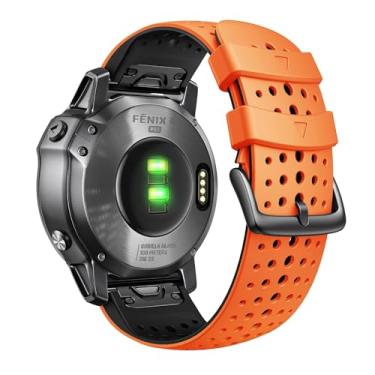 Imagem de BCMCBV Pulseira esportiva de silicone Garmin Fenix 8X Fenix 7X de 26 mm para Fenix 6X/6X Pro/5X Plus/Tactix 7 Pro/Enduro 2/Fenix 3/Descent Mk2, 26mm, Ágata