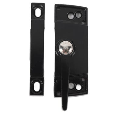 Imagem de Trava preta de faixa de janela deslizante, gancho de câmera de segurança aprimorado, design anti-puxão, estrutura de liga de alumínio resistente de liga de zinco para janelas de batente